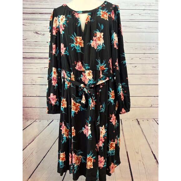 Torrid Mini Challis Floral Print Plus Size 1X  High Low Shirt Dress Tie Waist - Picture 9 of 13